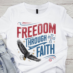T-shirt Foi patriotique rouge, blanche et bleue en détress
