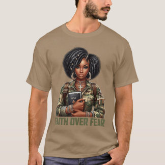 T-shirt Foi Sur La Peur Chemise Camo Chrétienne Afro-Améri