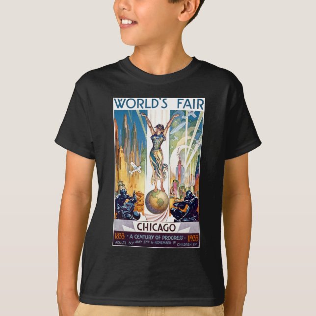 T-shirt Foire Mondiale de Chicago 1933 - Art Déco Retro Vi (Devant)
