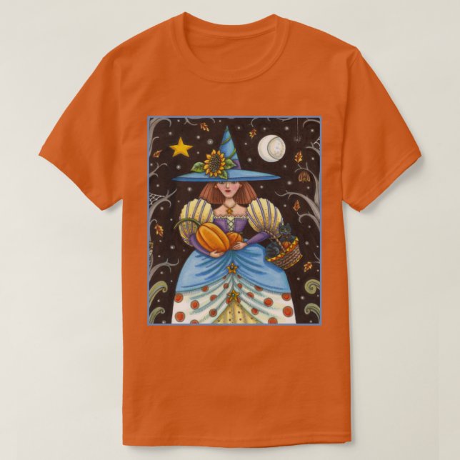 T-SHIRT FOLK ART WITTER EN BOIS ÉFFRAYANTS, CHAT NOIR & OW (Design devant)