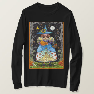 T-SHIRT FOLK ART WITTER EN BOIS ÉFFRAYANTS, CHAT NOIR & OW