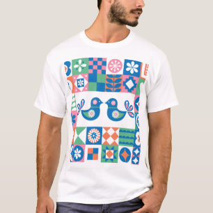 T-shirt Folklore Floral Card : Design scandinave.