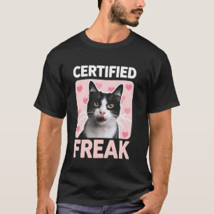 T-shirt Folle de chat certifiée Funny Kitten coeurs roses
