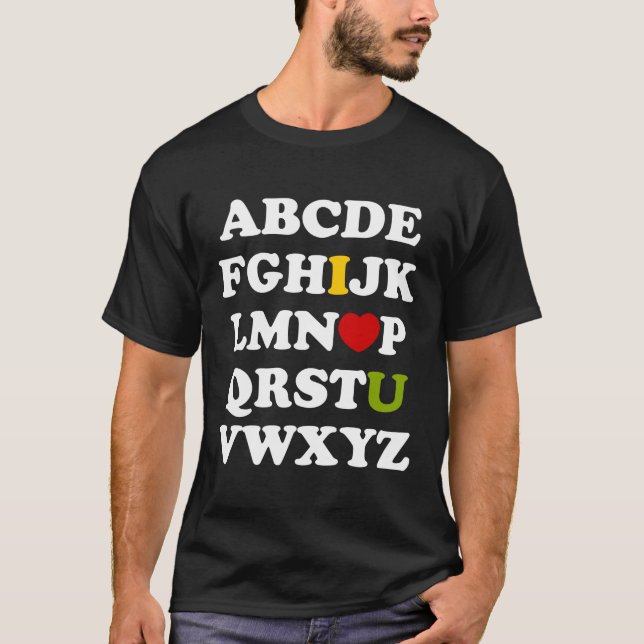 T-shirt foncé d'alphabet je t'aime (Devant)
