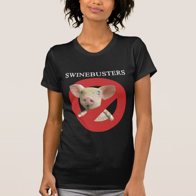 T-shirt foncé de dames de Swinebusters (Devant)