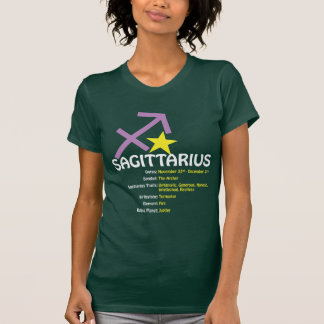 T-shirt foncé de dames de traits de Sagittaire