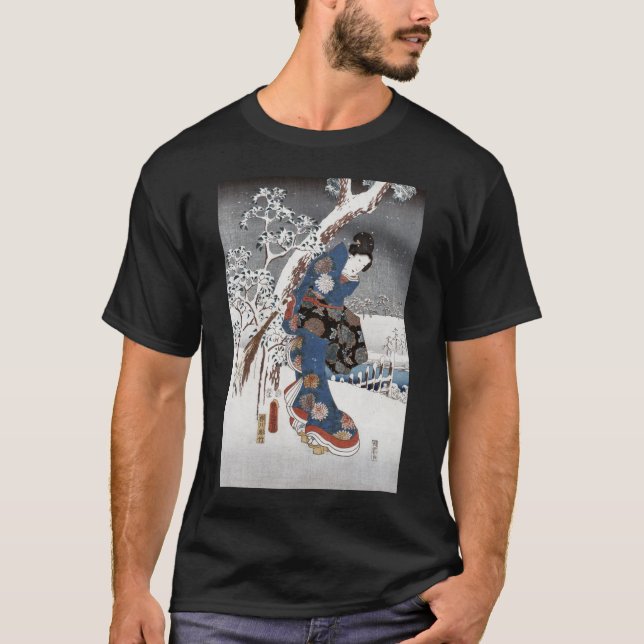 T-shirt foncé de geisha de neige (Devant)