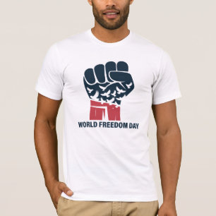 T-shirt Fond de la Journée mondiale de la liberté avec sym