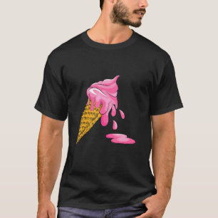 T-shirt Fondre Paillote Rose Crème de glace Cône Alimentat