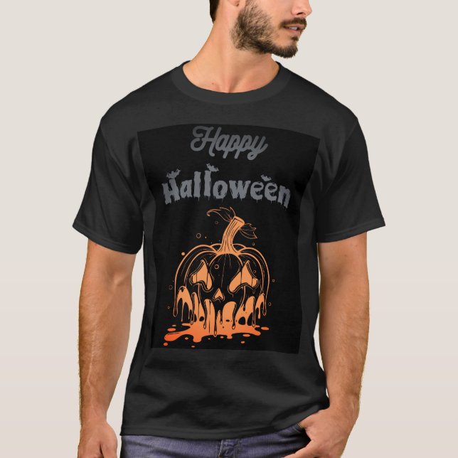 T-shirt Fondre visage Citrouille - Halloween Éffrayant Tee (Devant)
