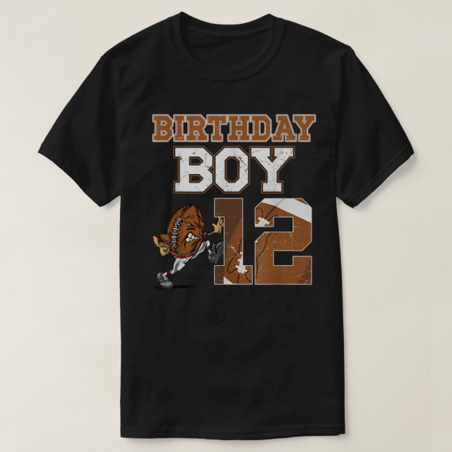 T-shirt Football 12ème anniversaire Décorations de fête po (Design devant)
