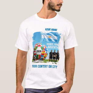 T-shirt Football 2026 Argentine Football Nom personnalisé 