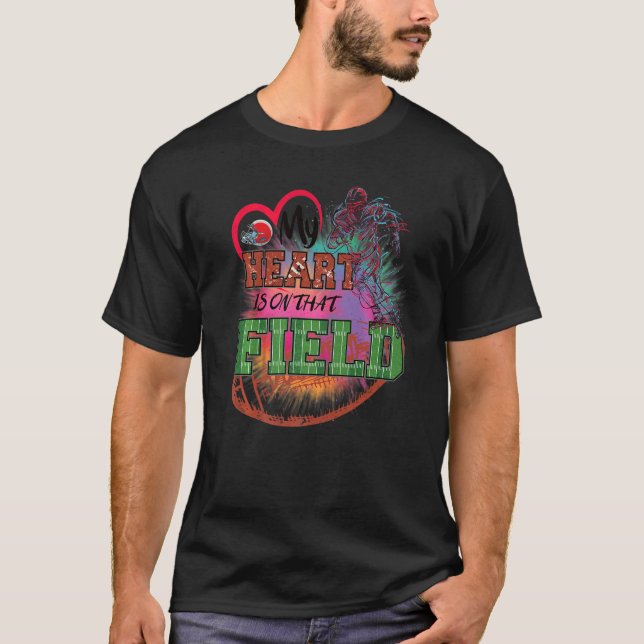 T-shirt Football Américain Mon Coeur Est Sur Ce Champ Matc (Devant)