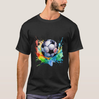 T-shirt Football Aquarelle Soccer Ball Artsy Splash Playe