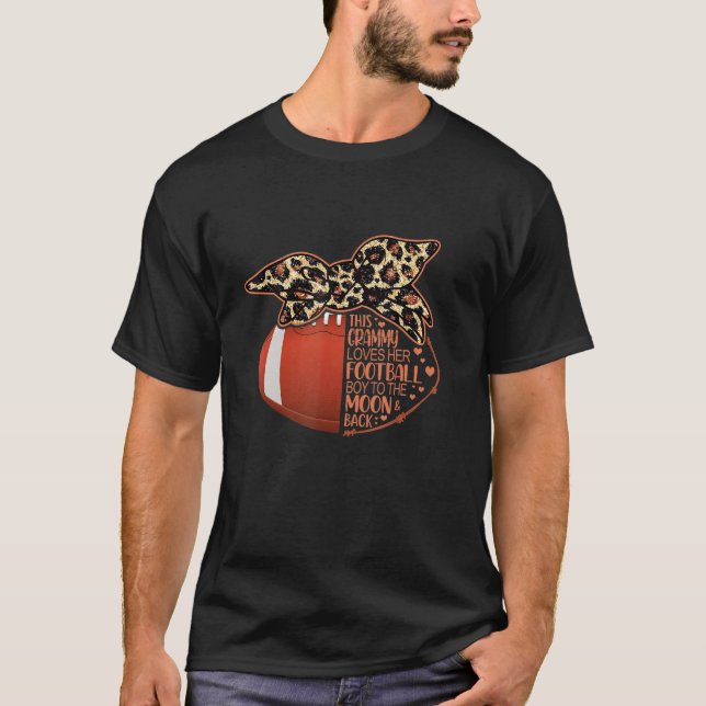 T-shirt Football Grammy Vintage Leopard Messy Bun (Devant)