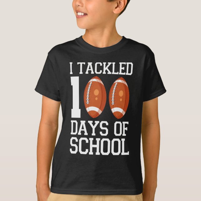 T-shirt football i abordé 100 jours d'école drôle (Devant)