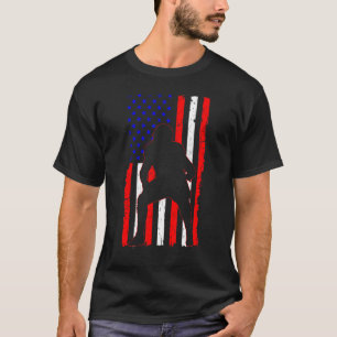 T-shirt Football Joueur Lineman 4 juillet USA Drapeau