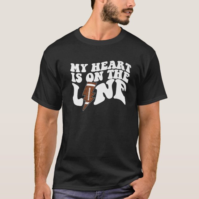 T-shirt Football Mon Coeur Est En Ligne L'Offensive Linema (Devant)