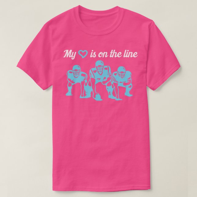 T-shirt Football Mon Coeur Est En Ligne L'Offensive Linema (Design devant)