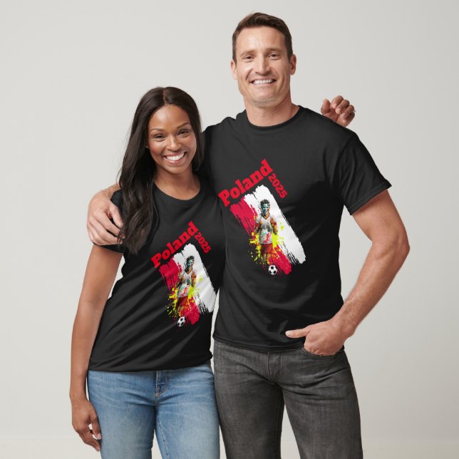 T-shirt Football Objectif Célébration Pologne Drapeau 2025 (Unisexe)