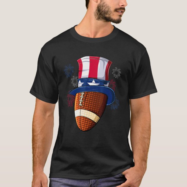 T-shirt Football Oncle Sam Casquette Drapeau Américain 4e  (Devant)