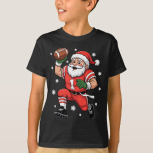 T-shirt Football Père Noël Lineman Noël Quarterback