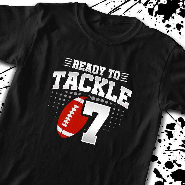 T-shirt Football Prêt À S'Attaquer 7 Ans Enfants 7e Annive (Créateur téléchargé)