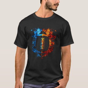 T-shirt Football Red Blue Fire Sports