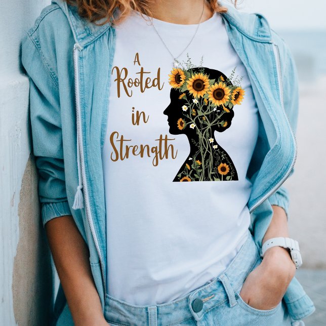 T-shirt Force enracinée Maman - Arte en silhouette floriss (Créateur téléchargé)