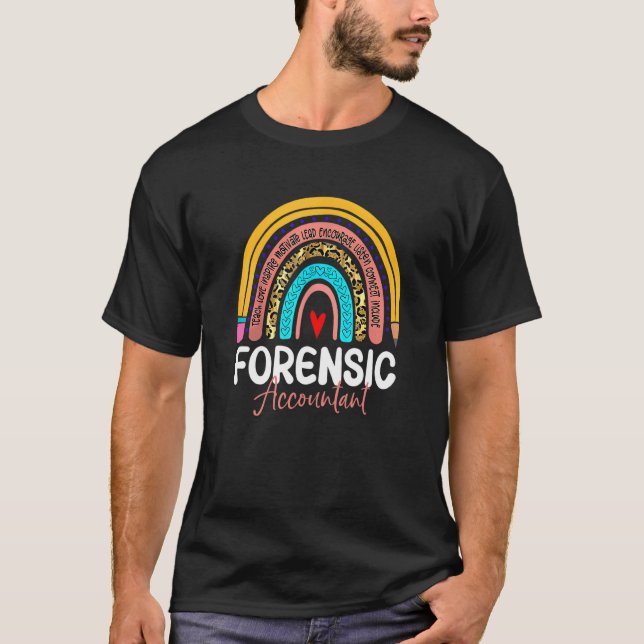 T-shirt Forensic Accountant Leopard Rainbow Accounting Bac (Devant)