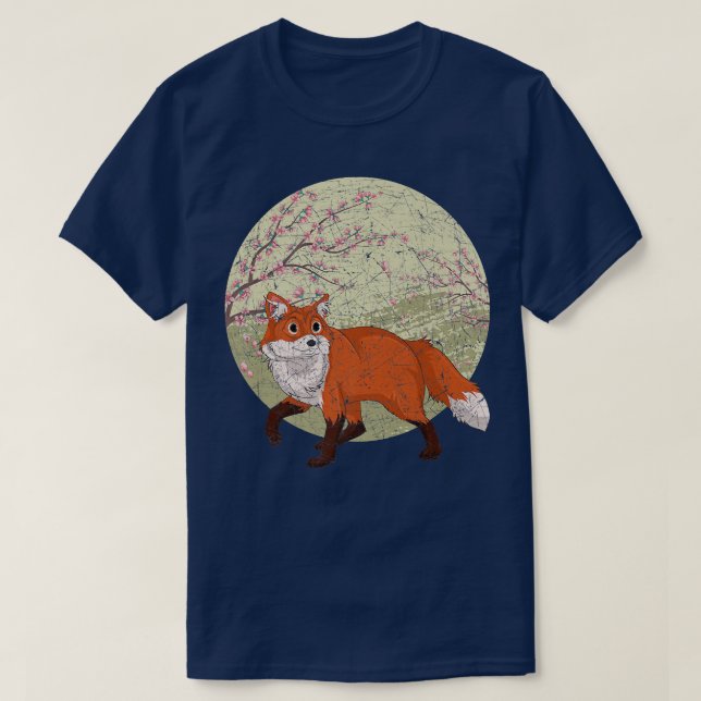 T-shirt Forest Animal Cherry Blossom Sakura Wildlife Cute  (Design devant)