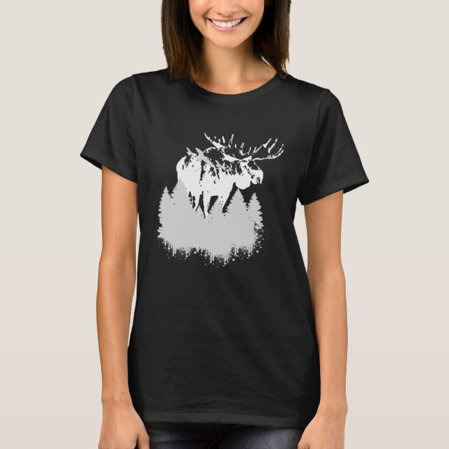 T-shirt Forest animal with nature and forester and moose (Devant)