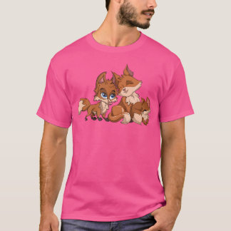T-shirt Forêt Amoureux des animaux Cute Foxes Famille Faun
