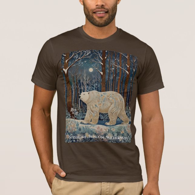 T-shirt Forêt bohème d'hiver de l'ours blanc rétro (Devant)