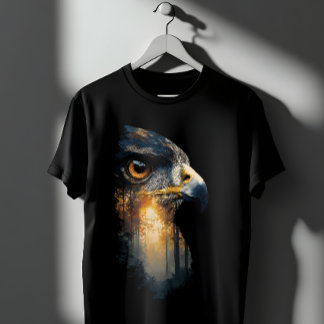 T-shirt Forêt d'aigle majestueuse Double exposition Art de