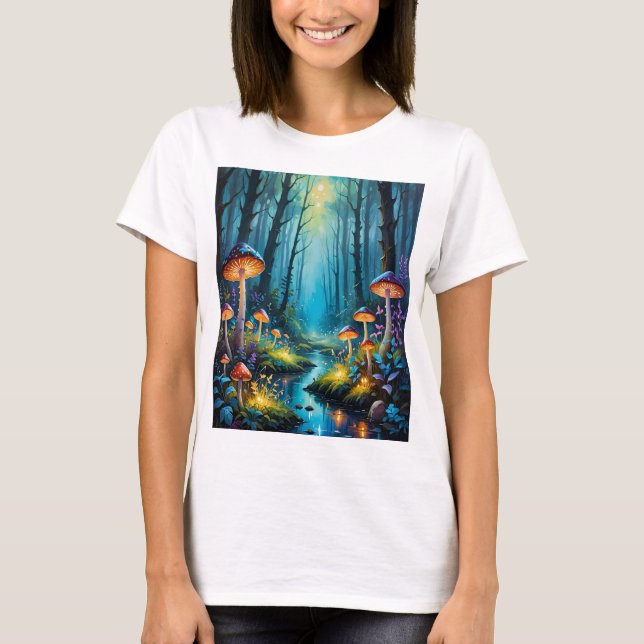 T-shirt Forêt de champignons Enchantée Imaginaire brillant (Devant)