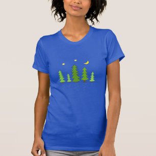 T-shirt Forêt de minuit avec arbres étoiles et lune
