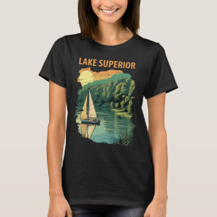 T-shirt Forêt de voiliers du lac Supérieur Rétro Voyage