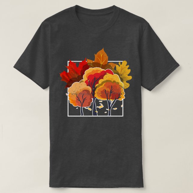 T-shirt Forêt naturelle Feuilles arbres d'automne automne  (Design devant)