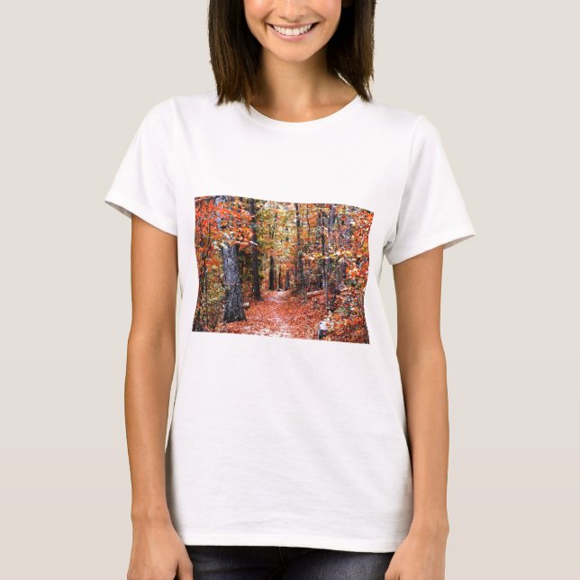 T-shirt Forêt peinte sentier d'automne Cadeaux d'aquarelle (Devant)