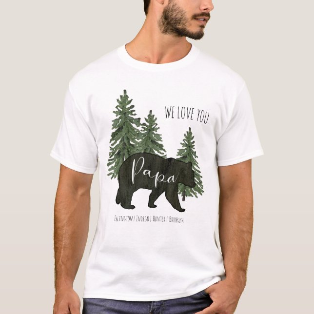 T-shirt Forêt rustique Nous t'aimons Papa Porte Des Petits (Devant)