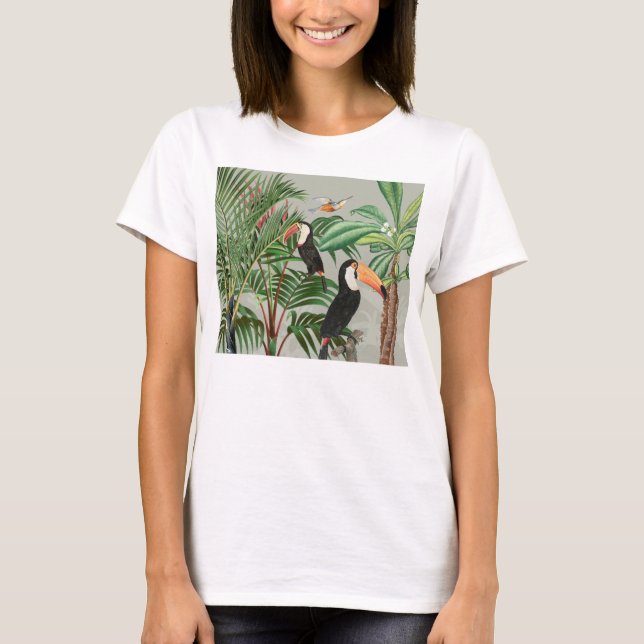 T-shirt Forêt tropicale et oiseaux du Toucan (Devant)