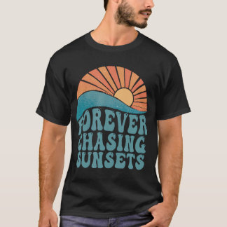 T-shirt Forever Chasse Sunsets Été Retro Sunset Beach