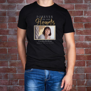 T-shirt Forever In our Hearts Gold Script Photo Memorial