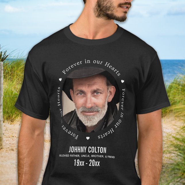 T-shirt Forever in our Hearts Photo personnalisée Mémorial (Créateur téléchargé)