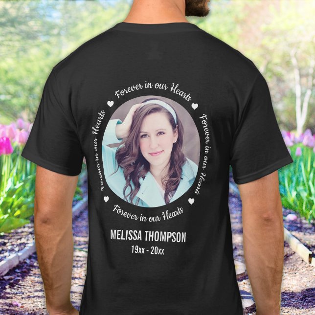 T-shirt Forever in our Hearts Photo personnalisée Mémorial (Créateur téléchargé)