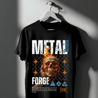 T-shirt Forge Métallique Crâne Flamboyant Vêtements de Rue