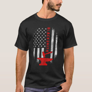 T-shirt Forgeron Ptriotique - Distressed USA Drapeau Black