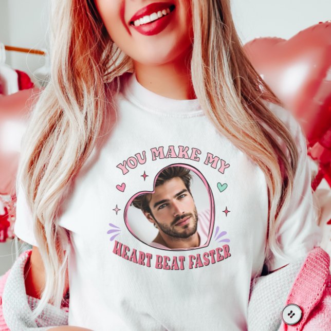 T-shirt Forme cardiaque Photo personnalisée Saint Valentin (Créateur téléchargé)
