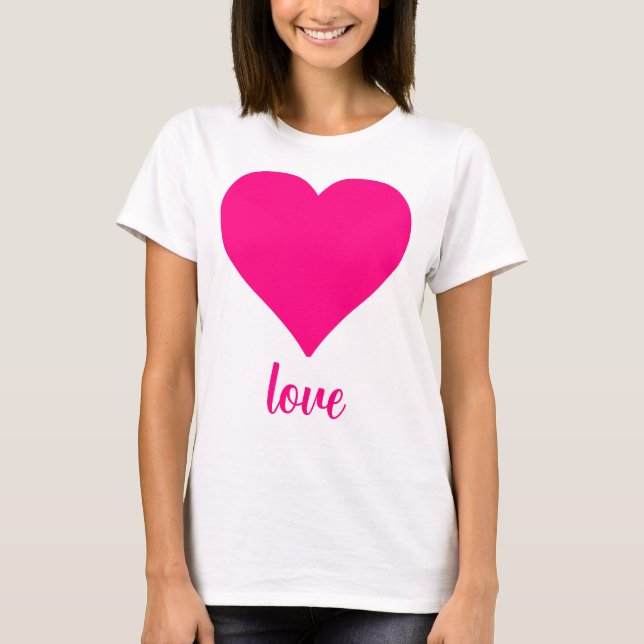 T-shirt Forme de coeur d'amour rose (Devant)